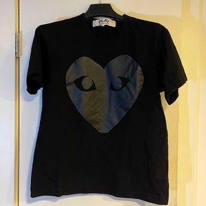 COPY - PLAY Comme des Garcons Black Cotton Heart Face Print T-Shirt Size Large